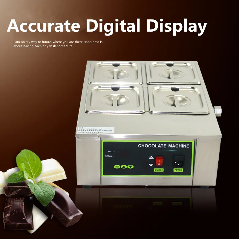 110V 220V Commercial Digital Electric 4 - Cylinder Chocolate Melt Furnace Melt Machine for Heating Hot Stove EU/AU/UK/US