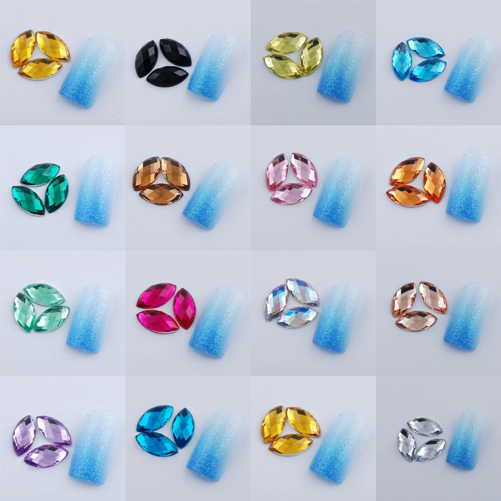 

Wholesale 3*6mm 10000pcs/bag Crystal Acrylic Horse eye Shape Rhinestone Nail Art Flat Back Gemstone
