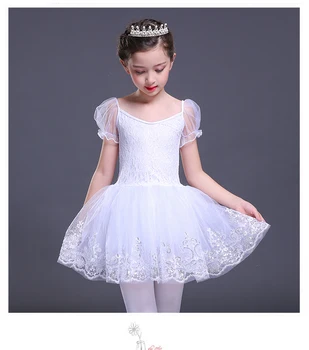 

kids White Ballet Dance dress Summer lace Dancing dress Children dance Leotard
