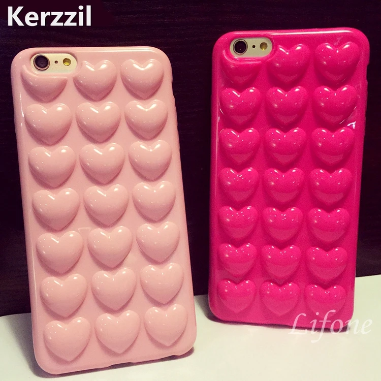 

Kerzzil Candy Color Dimensional Love Case For iPhone 6 6S Plus Soft Silicone Phone Cover Back For iPhone 7 7Plus Capa