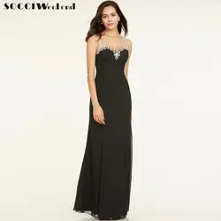 SOCCI выходные Простые Вечерние платья новый черный с v-образным вырезом рукавов длиной до пола Длина линии платья дешевые Для женщин длинное