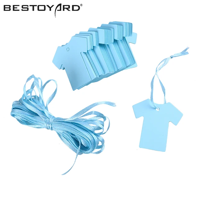Bestoyard 100pcs Baby Shower Gift Tags Cloth Shape Paper Price Tags