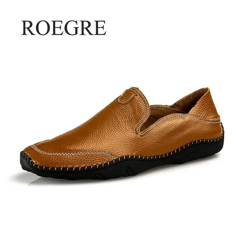 Cheap 2019 New Men Shoes Genuine Leather Comfortable Men Casual Shoes Footwear Chaussures Flats Men Slip On Lazy Shoes Zapatos Hombre