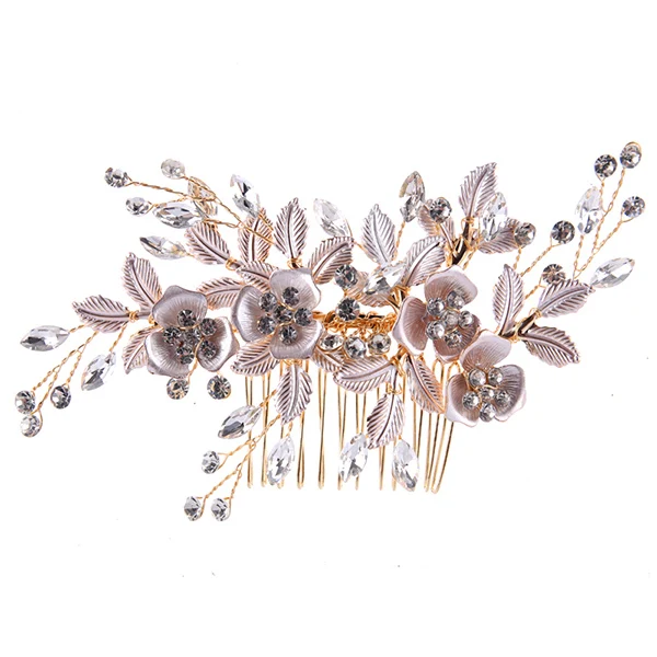 Золотые женские украшения для волос ручной работы цветок кристалл ...