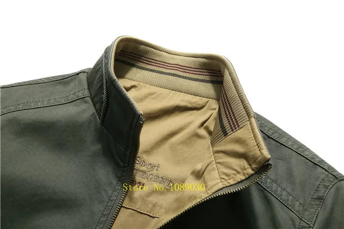 Куртка в стиле милитари, Мужская брендовая Двусторонняя куртка на молнии с воротником-стойкой и несколькими карманами, повседневная
