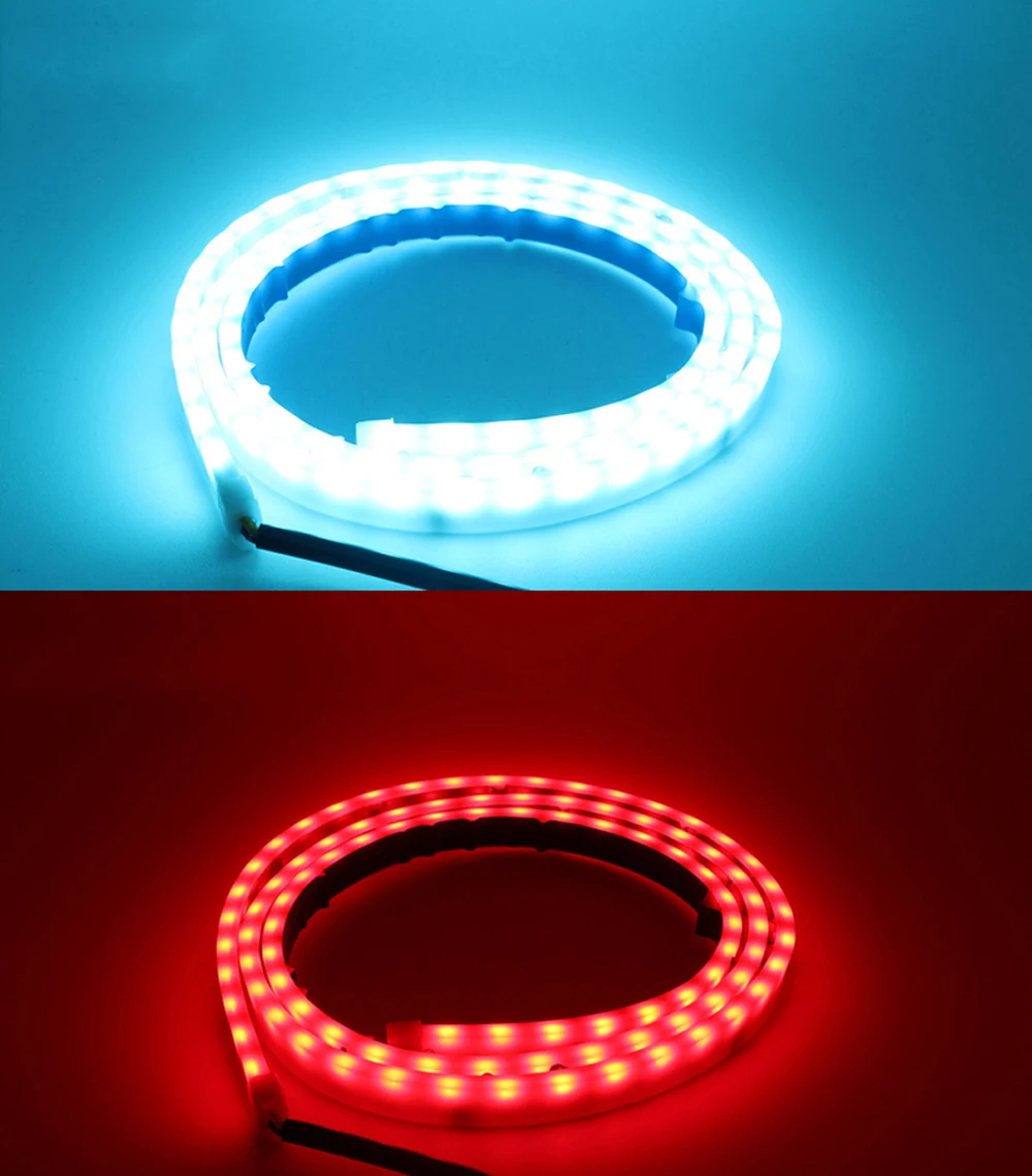 120cm 150cm Ice Blue Red Yellow White LED Strip Rear Trunk Tail Light Dynamic Streamer Brake Turn Signal Reverse Warning Lights (2)