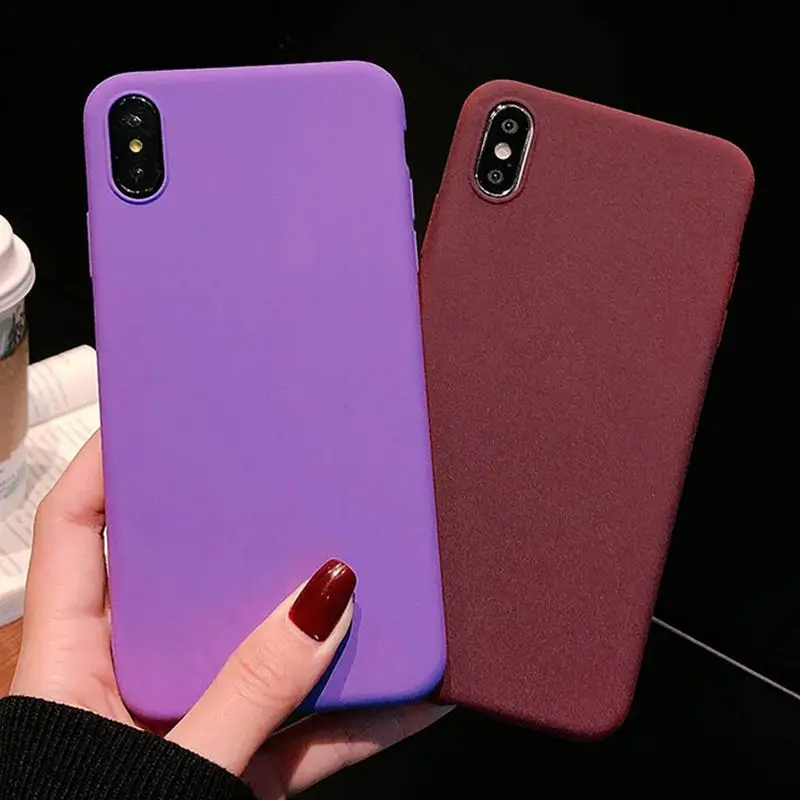 Для iPhone X Xs Max XR простой однотонный чехол для телефона тонкий матовый Мягкий силиконовый чехол для iPhone 11 Pro 8 7 6 6S Plus 5 S Чехол s