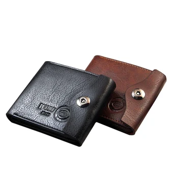 

Men Vintage Short Coin Purse PU Leather Solid Color Clutch Money Bag Card Holder Hasp Man Wallet LXX9