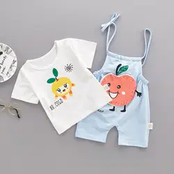 Комплекты одежды для маленьких девочек и мальчиков, лето 2019, повседневные комплекты для активных младенцев, футболка с короткими рукавами