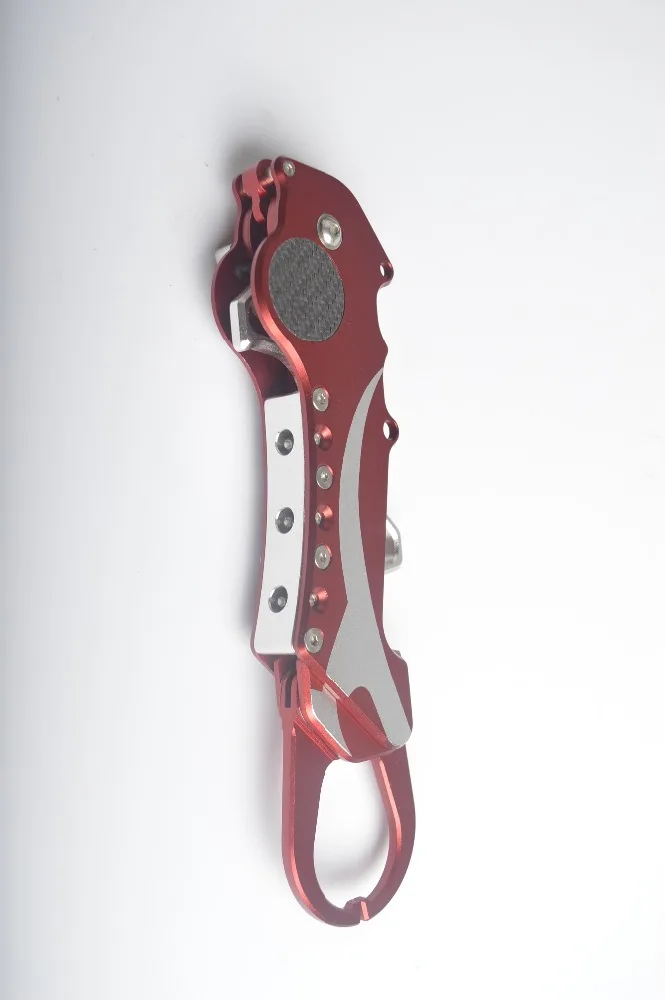 Складной Высший сорт авиационный алюминиевый зажимное устройство для рыбы рыболовный грейфер рыболовный инструмент красного цвета