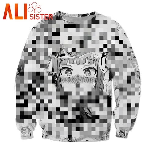 3D Ahegao هوديس مقنعين النساء الرجال مضحك خجولة فتاة الوجه البلوز هنتاي مانغا الشارع الشهير المتناثرة المتضخم زمم سترات قمم