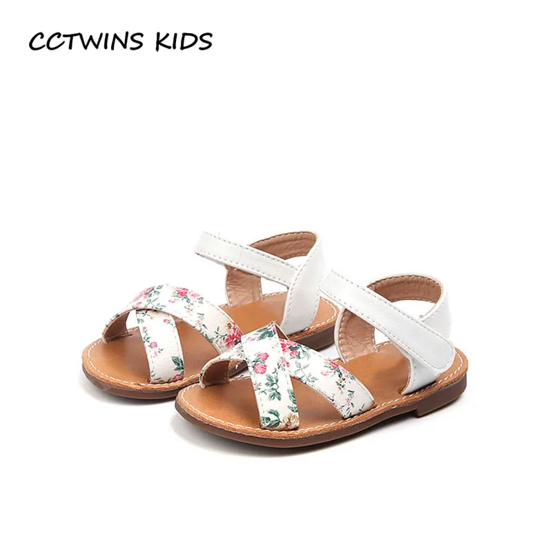 

CCTWINS KIDS 2018 Summer Toddler Fashion Black Soft Flat Baby Pu Leather Shoe Girl Pink Princess Sandal Children BP220