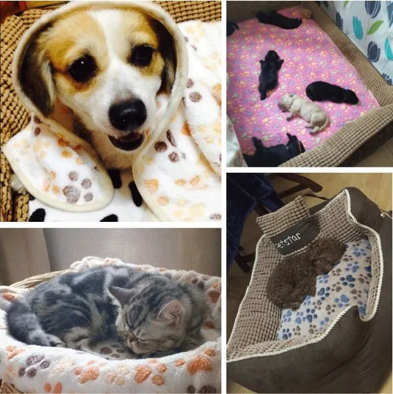 Мягкое одеяло для домашних животных зимний коврик для кровати для собак и кошек теплый спальный матрас с принтом для ног Маленькие Средние товары для собак и кошек из кораллового флиса товары для домашних животных