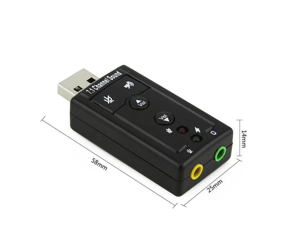 2Pcs/lot 7.1 CH Channel USB Sound Card Mic Speaker 3D External Sound