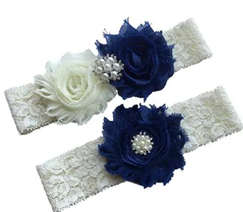 

Wedding Garter Bridal White Lace Garter, Keepsake Garter, Toss Garter, Shabby Chiffon Rosette Plum Pearl Garter