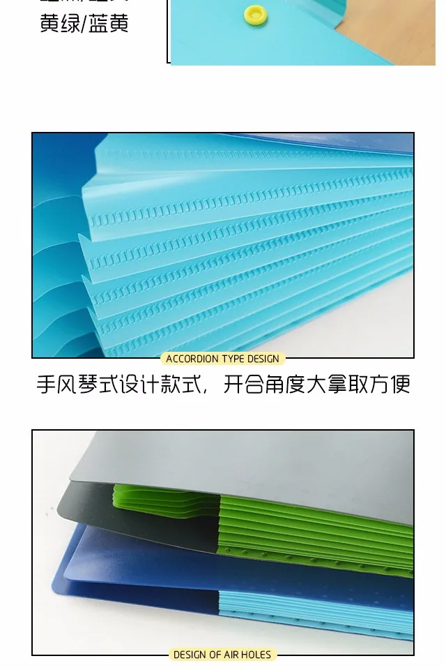 Brand New Waterproof Book A4 Paper File Folder Bag Accordion Style Design Document Rectangle Office Home School Color Random