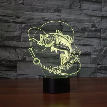 

7 Color Change Fish 3d Led Lamp Usb Charge 3d Night Light Desk Lamp Touch Button Table Lamps Amazing Gifts For Kids