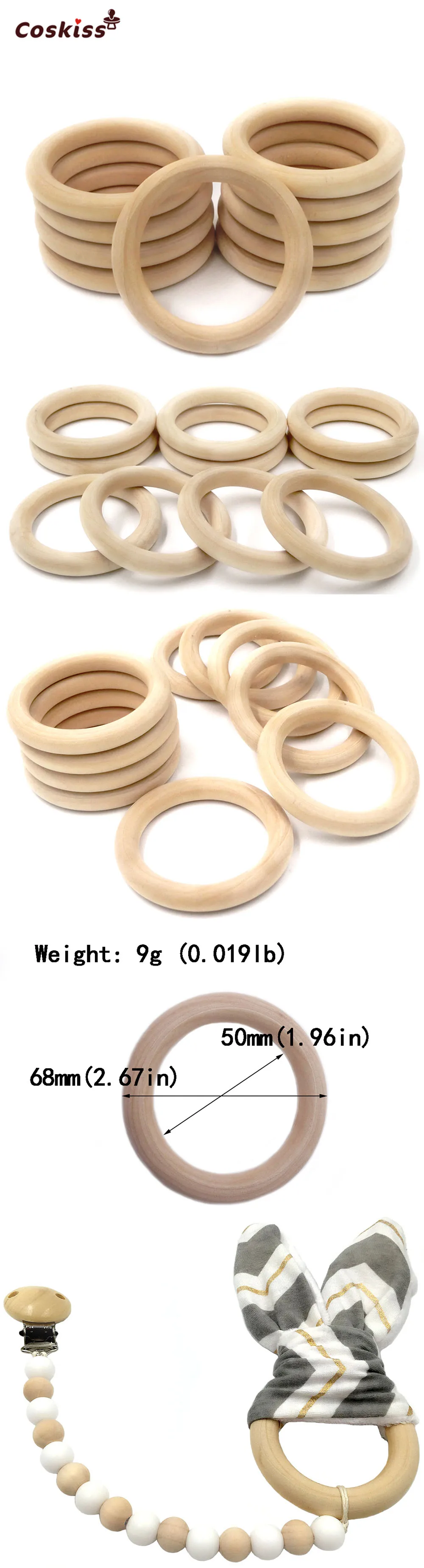 Anneau De Dentition En Bois Naturel Montessori 68mm 2 67 Jouet Pour Bebe Accessoires Pour Collier Aliexpress