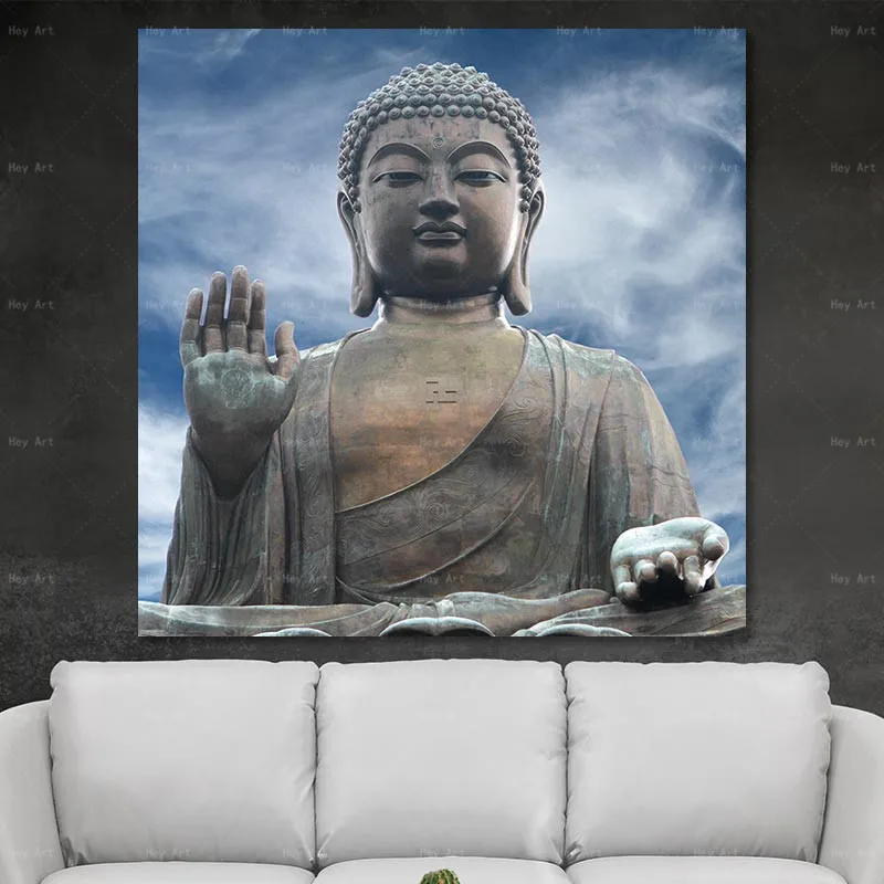 Frameless Printing Portrait Canvas Wall Art Poster Home Decor Picture Print Buddha painting Artwork for Living room