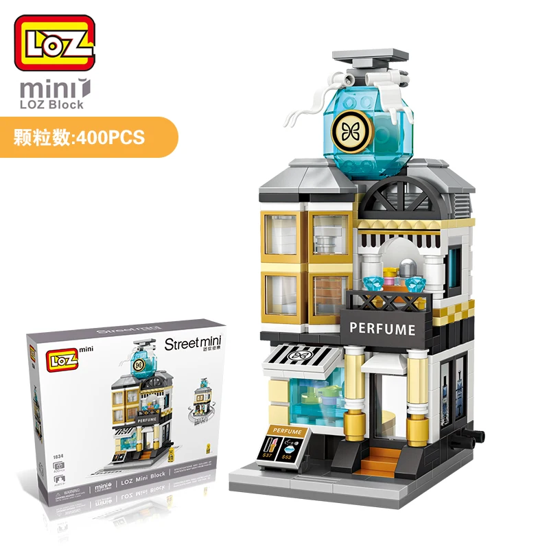 

LOZ 1634 Street Mini Perfume Shop Mini Street View Building Block Creator City Brick Plastic Assembly Toys For Kids Building