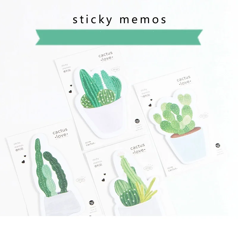 

4 pcs/Lot Cactus love sticky memos 30 sheets paper pad Message record notes Stationery Office accessories School supplies A6181
