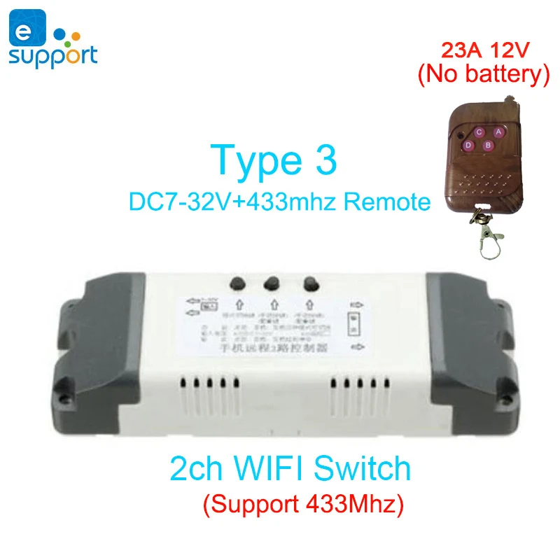 EWeLink WiFi переключатель 2 канала реле постоянного тока 7-32 В/AC 220 В мотор занавес переключатель инчинг Блокировка самоблокирующийся умный дом wifi модуль - Цвет: 2ch DC 7-32V RF433