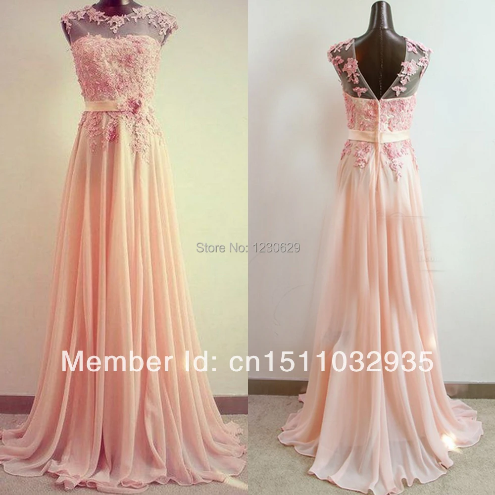 Sweet Sheer Neckline Sleeveless Bateau Cut Out Hollow Back Sweet Sheer Neckline Sleeveless Bateau Cut Out Hollow Back Liques Peach Long Chiffon Bridesmaid Dresses 2017 In From Weddings Events