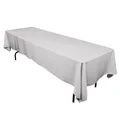 

HK DHL Stain Feel 220*330cm Polyester Rectangle Tablecloth WHITE for Wedding, 5/Pack