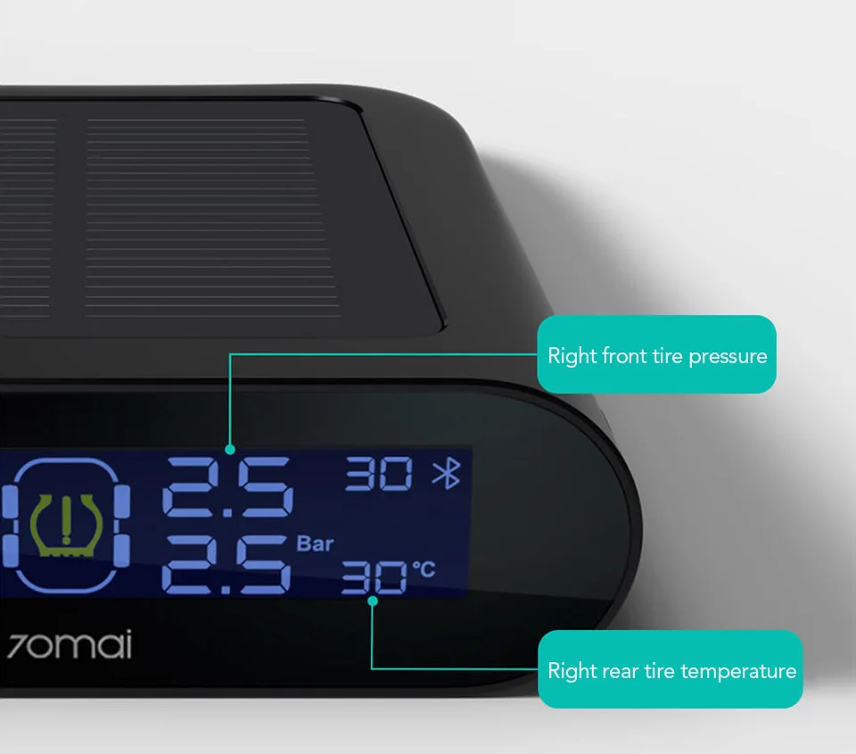 Xiaomi 70mai Автомобильный датчик TPMS Датчик давления в шинах монитор солнечной энергии Двойная зарядка через usb 4 встроенных датчика s система сигнализации