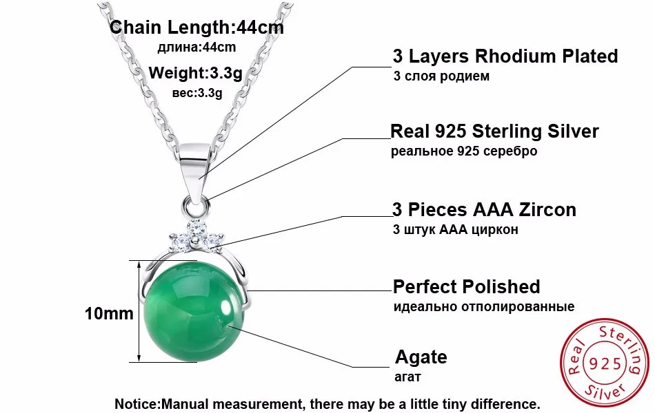 ORSA JEWELS модные 925 пробы серебряные ожерелья с подвесками с блестящим зеленым натуральным камнем для женщин подлинный Серебряный подарок SN01