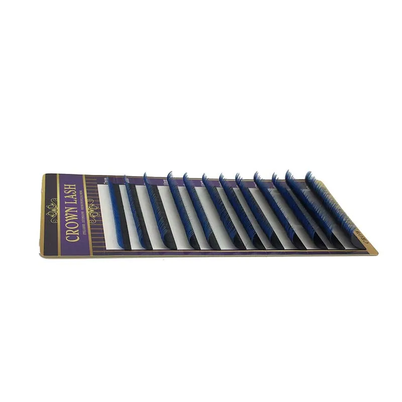 CrownLASH 0 07 Dual Ombre Blue Easy Fanning объемные ресницы двухслойные двухцветные с