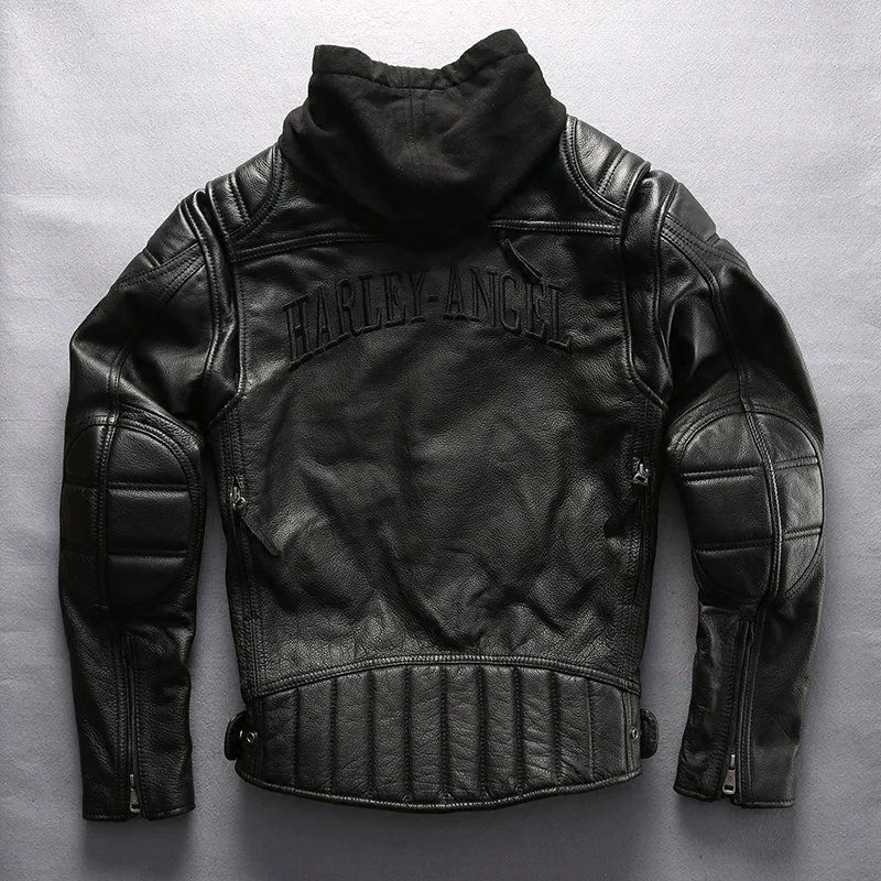 80% OFF european big size high quality super genuine cow leather motor rider jacket mens big size casual cowhide leather jacket