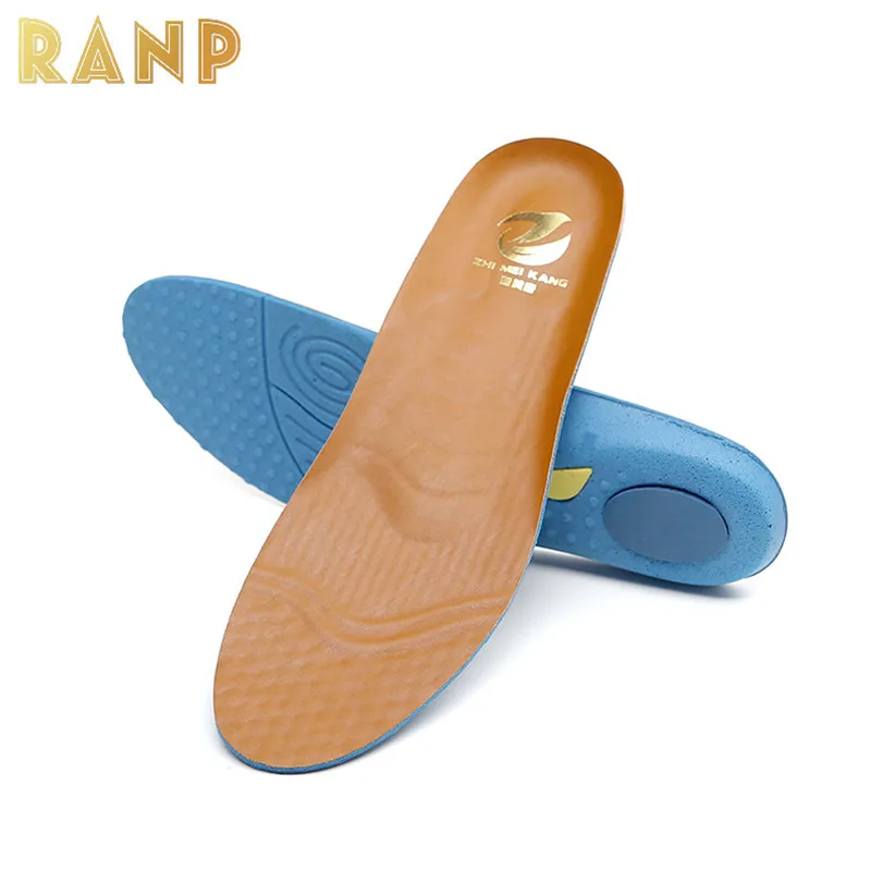 

High Quility Leather Sport Insole Flat Foot Orthotic Arch Support Air Cushion Shoe Pad Orthopedic Silicone Shock Absorption Sole