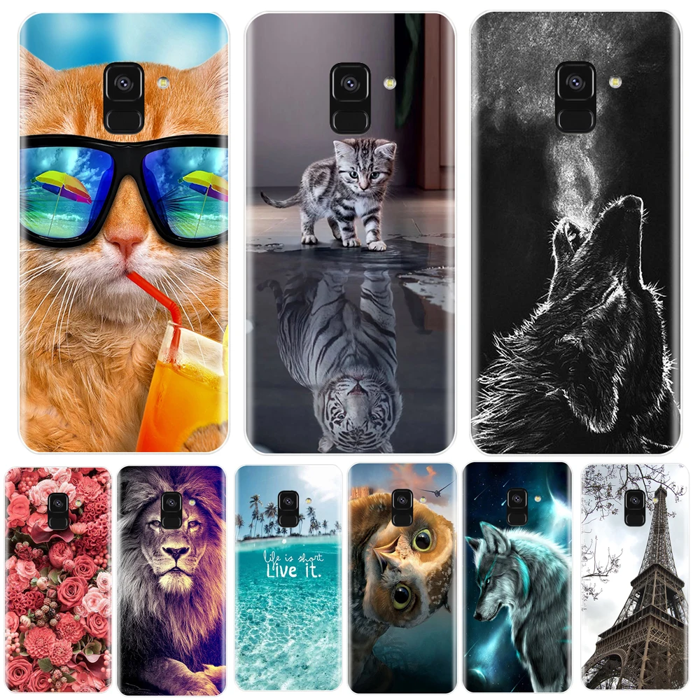 

Phone Case For Samsung Galaxy A6 A8 Plus 2018 Soft Silicone TPU Cute Cat Painted Back Cover For Samsung A3 A5 A7 2016 2017 Case