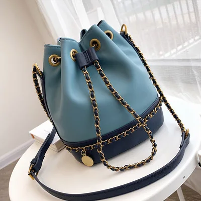 DORANMI, сумка-мешок контрастного цвета для женщин, кожа, сумка через плечо, сумка-мессенджер, Бочкообразная, Bolsos Mujer, DJB492 - Цвет: blue