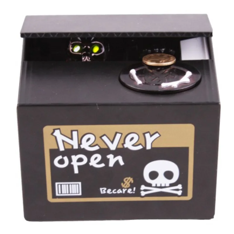 Creepy Animated Skeleton Bank roba tu dinero esqueleto hucha Halloween decoración del hogar nunca abrir la caja del dinero del cráneo moneda Bnak