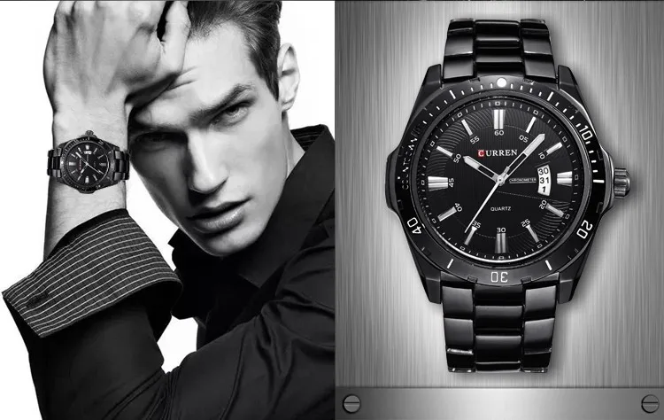 CURREN новые модные мужские спортивные часы повседневные кварцевые часы с датой мужские часы полностью Стальные наручные часы Relogio Masculino