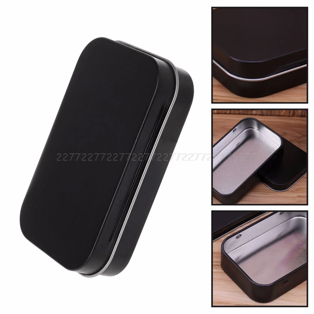 

Storage Box Small Jewelry Candy Coin Key Organizer Tin Flip Black Gifts Packing JUL05