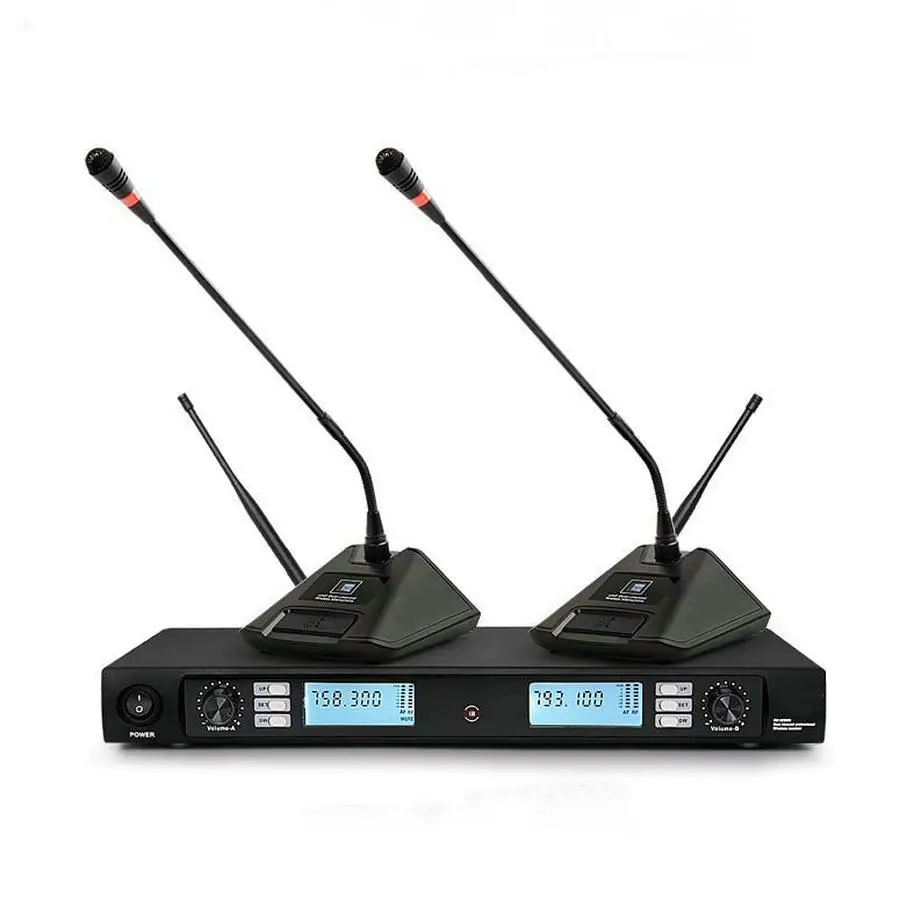 Free shipping! Professional UHF Wireless Microphone Karaoke System with Dual Gooseneck