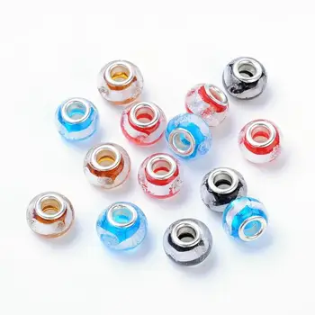 

200pcs 15mm Mixed Color Rondelle Handmade Glass Beads Brass Core for Jewelry Making DIY Bracelet Necklace