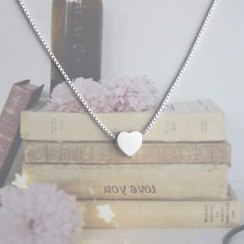 

Trendy Charm Silver Color Love Heart Necklaces For Women Simple Long Statement Necklaces Girls Party Gift Colar