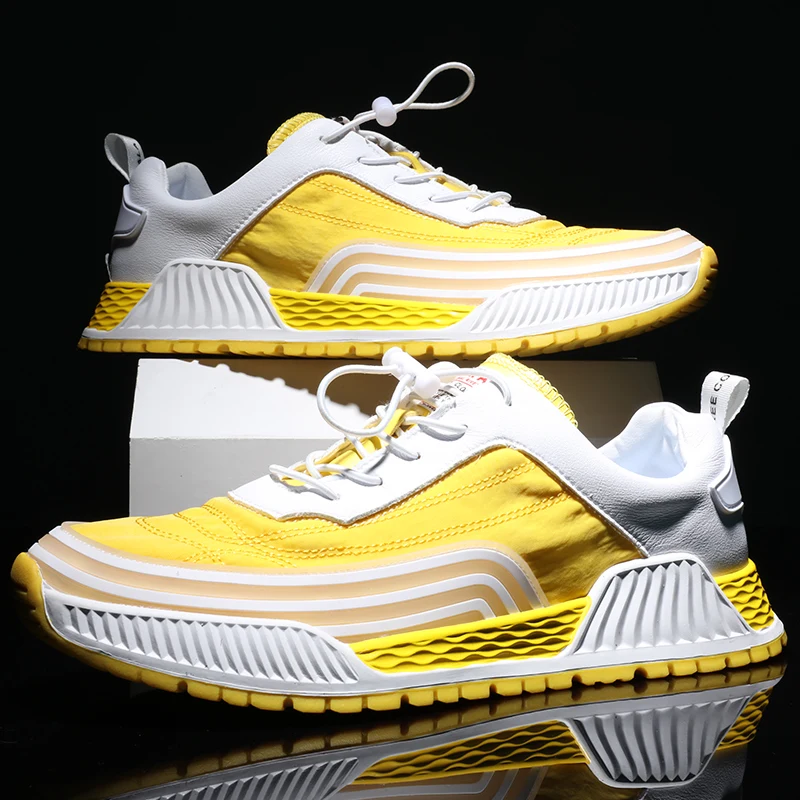 

New Trend Autumn Casual Shoes for Men Yellow Black Mens Sneakers Casual Luxury Brand Mens Shoes Designer Wearable Sneakers Men