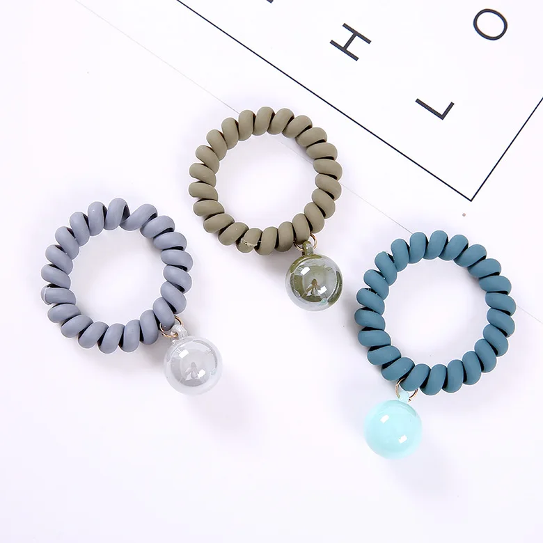 1pcs Bead Charms telephone line elastic hair with a solid color girl hair ring women accessories Trendy Headbands head jewelry