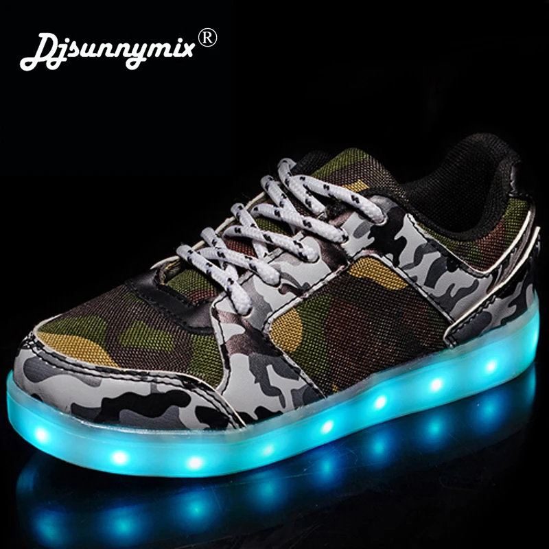 

DJSUNNYMIX 2018 Boys Girls USB Charger led Children Shoes with Light Kids Wing Flashing Lighted Luminous chaussure Sneakers