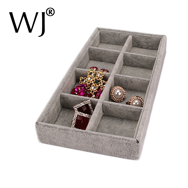 

Quality Velvet Portable Jewelry Display Tray 8 Grids for Ring Bracelet Earrings Holder Container Jewellery Storage Organizer Box