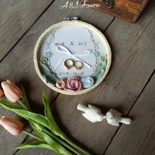 1 шт. креативный уникальный ручной работы с вышивкой имя кольцо на носителя подушки обручальное свадебное предложение на заказ обручальное кольцо Подушка