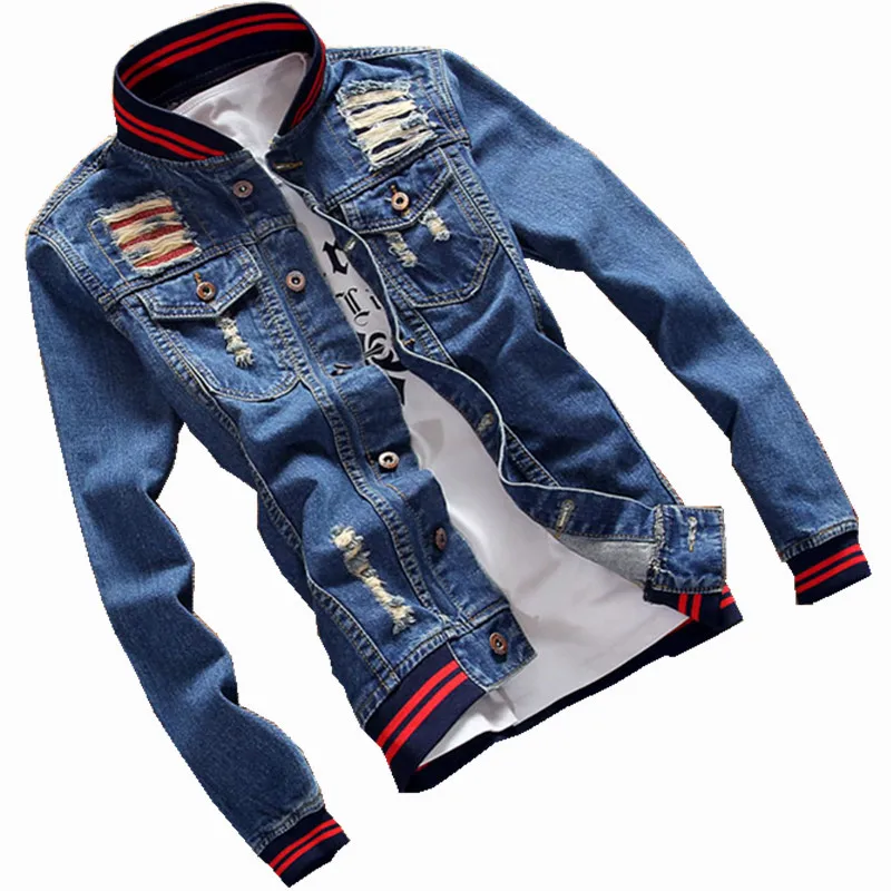 2018 Men's Denim Jacket high quality fashion Military Army Bomber Jeans