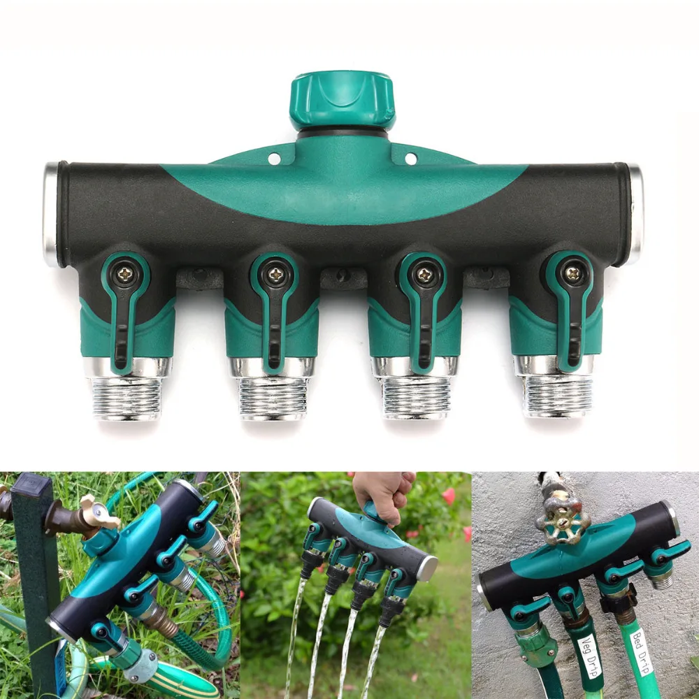 Garden Hose Connector With Hoses Washer 4 Way Heavy Duty Hose Tap