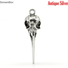 Doreen коробка Прекрасный сделанный под старину Серебряный Череп птичья голова Шарм Подвески 3,9 см x 1,1 см, продается в упаковке 20(B17416