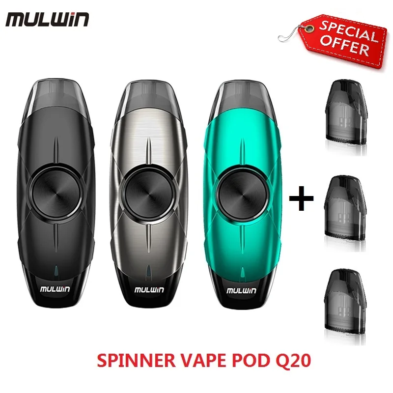 

NEW Original MULWIN Q20 spinner vape pod system kit fingertip gyro vaporizer all-in-one E-cigarette ceramic coil Pod cartridge